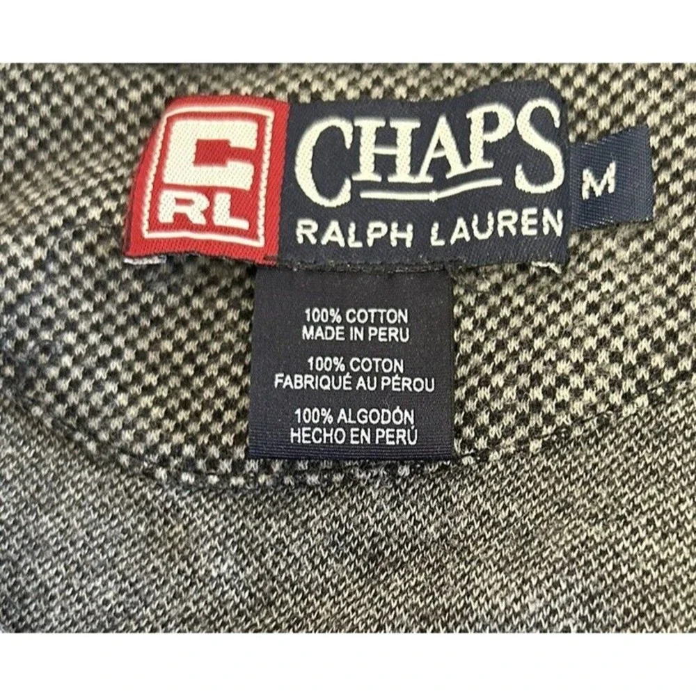 Chaps Ralph Lauren Polo Shirt Men's Size M Short Sleeve Black & Gray. VTG 90s